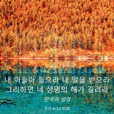 Picture 03 - 잠언 4:10 KOR - 내 아들아 들으라 내 말을 받으라 - Bible Verse Picture