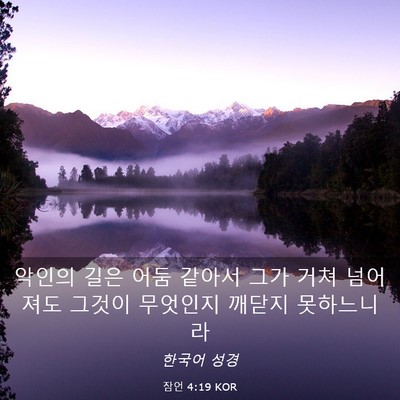 Picture 03 - 잠언 4:19 KOR - 악인의 길은 어둠 같아서 그가 거쳐 - Bible Verse Picture