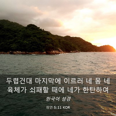 Picture 03 - 잠언 5:11 KOR - 두렵건대 마지막에 이르러 네 몸 네 - Bible Verse Picture