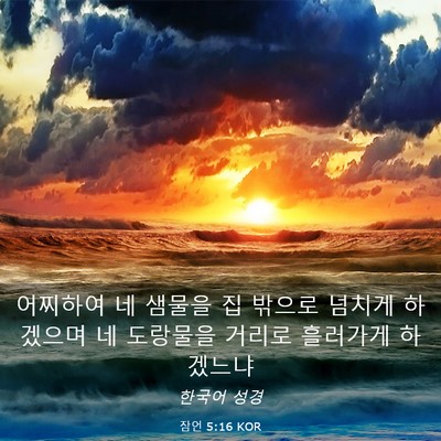 Picture 03 - 잠언 5:16 KOR - 어찌하여 네 샘물을 집 밖으로 - Bible Verse Picture