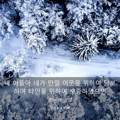 Picture 03 - 잠언 6:1 KOR - 내 아들아 네가 만일 이웃을 위하여 - Bible Verse Picture