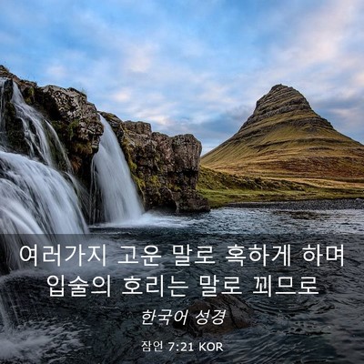 Picture 03 - 잠언 7:21 KOR - 여러가지 고운 말로 혹하게 하며 - Bible Verse Picture