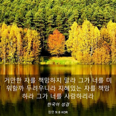 Picture 03 - 잠언 9:8 KOR - 거만한 자를 책망하지 말라 그가 - Bible Verse Picture