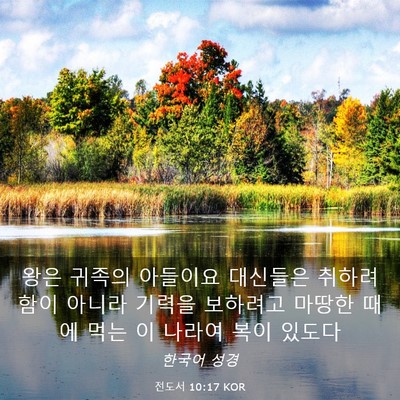 Picture 03 - 전도서 10:17 KOR - 왕은 귀족의 아들이요 대신들은 - Bible Verse Picture