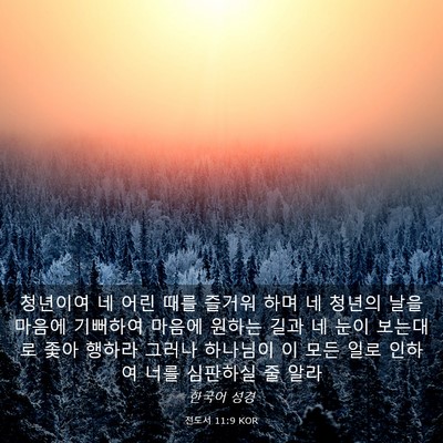 Picture 03 - 전도서 11:9 KOR - 청년이여 네 어린 때를 즐거워 하며 - Bible Verse Picture