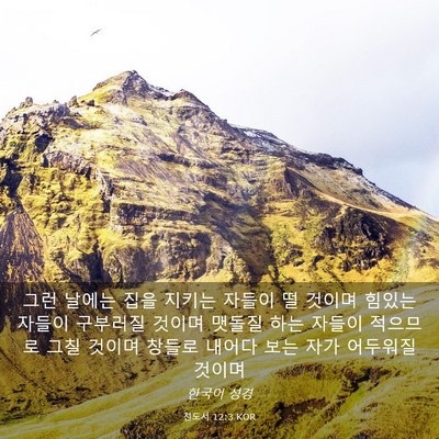 Picture 03 - 전도서 12:3 KOR - 그런 날에는 집을 지키는 자들이 떨 - Bible Verse Picture