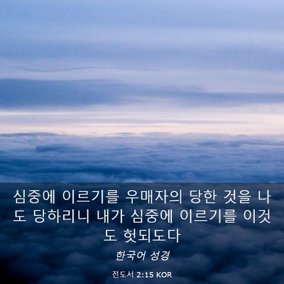Picture 03 - 전도서 2:15 KOR - 심중에 이르기를 우매자의 당한 것을 - Bible Verse Picture