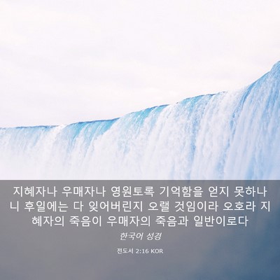 Picture 03 - 전도서 2:16 KOR - 지혜자나 우매자나 영원토록 - Bible Verse Picture