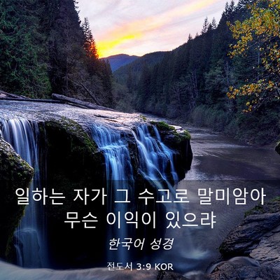 Picture 03 - 전도서 3:9 KOR - 일하는 자가 그 수고로 말미암아 - Bible Verse Picture