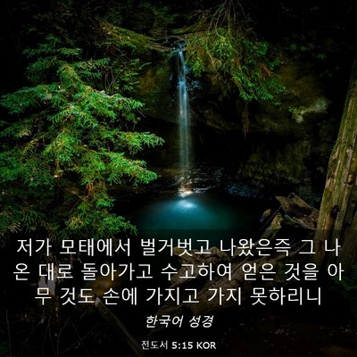 Picture 03 - 전도서 5:15 KOR - 저가 모태에서 벌거벗고 나왔은즉 그 - Bible Verse Picture