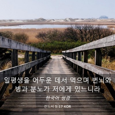 Picture 03 - 전도서 5:17 KOR - 일평생을 어두운 데서 먹으며 번뇌와 - Bible Verse Picture
