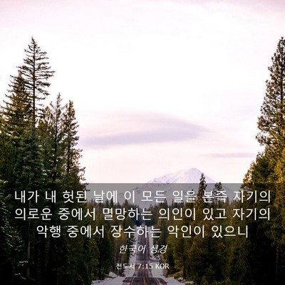 Picture 03 - 전도서 7:15 KOR - 내가 내 헛된 날에 이 모든 일을 본즉 - Bible Verse Picture