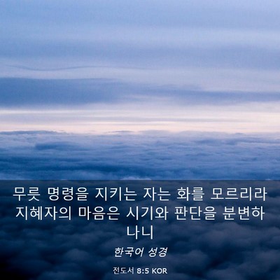 Picture 03 - 전도서 8:5 KOR - 무릇 명령을 지키는 자는 화를 - Bible Verse Picture