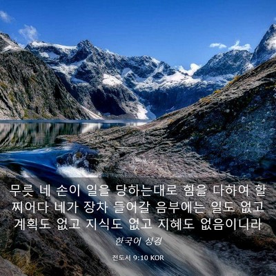 Picture 03 - 전도서 9:10 KOR - 무릇 네 손이 일을 당하는대로 힘을 - Bible Verse Picture