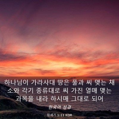 Picture 03 - 창세기 1:11 KOR - 하나님이 가라사대 땅은 풀과 씨 - Bible Verse Picture