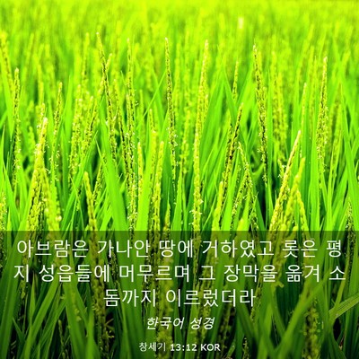 Picture 03 - 창세기 13:12 KOR - 아브람은 가나안 땅에 거하였고 롯은 - Bible Verse Picture