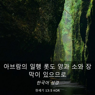 Picture 03 - 창세기 13:5 KOR - 아브람의 일행 롯도 양과 소와 - Bible Verse Picture