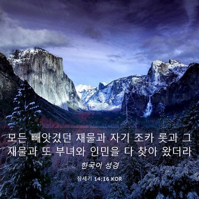 Picture 03 - 창세기 14:16 KOR - 모든 빼앗겼던 재물과 자기 조카 - Bible Verse Picture