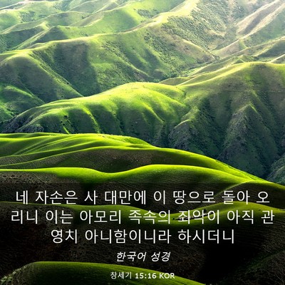 Picture 03 - 창세기 15:16 KOR - 네 자손은 사 대만에 이 땅으로 돌아 - Bible Verse Picture