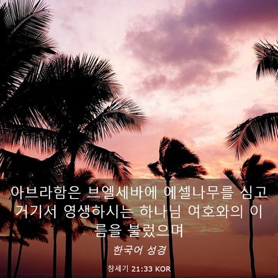 Picture 03 - 창세기 21:33 KOR - 아브라함은 브엘세바에 에셀나무를 - Bible Verse Picture