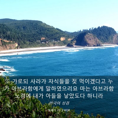 Picture 03 - 창세기 21:7 KOR - 또 가로되 사라가 자식들을 젖 - Bible Verse Picture