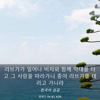 Picture 03 - 창세기 24:61 KOR - 리브가가 일어나 비자와 함께 약대를 - Bible Verse Picture