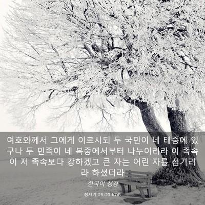 Picture 03 - 창세기 25:23 KOR - 여호와께서 그에게 이르시되 두 - Bible Verse Picture
