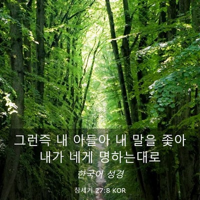 Picture 03 - 창세기 27:8 KOR - 그런즉 내 아들아 내 말을 좇아 내가 - Bible Verse Picture