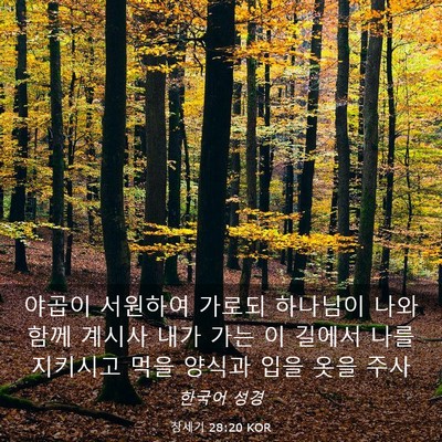Picture 03 - 창세기 28:20 KOR - 야곱이 서원하여 가로되 하나님이 - Bible Verse Picture