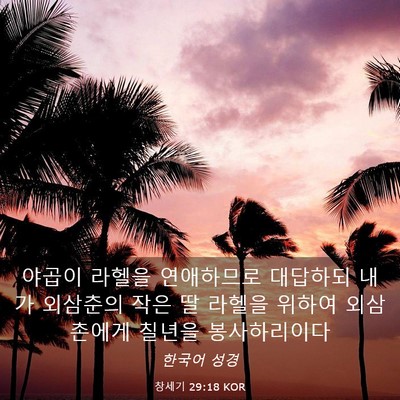 Picture 03 - 창세기 29:18 KOR - 야곱이 라헬을 연애하므로 대답하되 - Bible Verse Picture