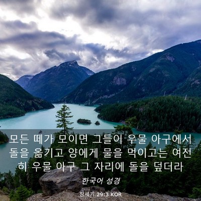 Picture 03 - 창세기 29:3 KOR - 모든 떼가 모이면 그들이 우물 - Bible Verse Picture