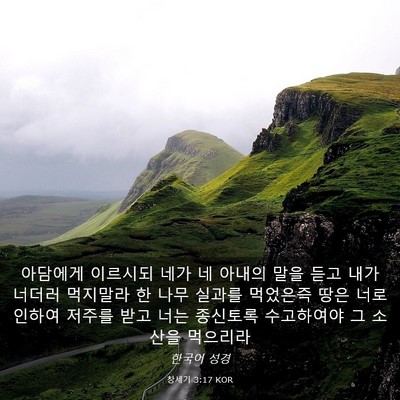 Picture 03 - 창세기 3:17 KOR - 아담에게 이르시되 네가 네 아내의 - Bible Verse Picture