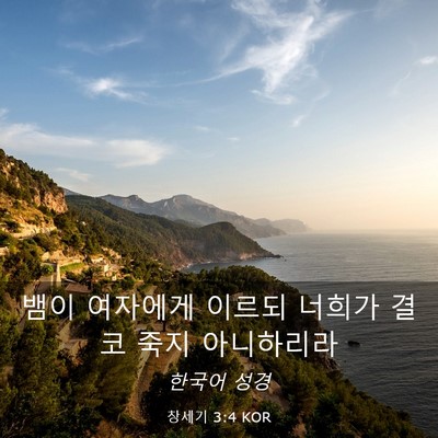 Picture 03 - 창세기 3:4 KOR - 뱀이 여자에게 이르되 너희가 결코 - Bible Verse Picture