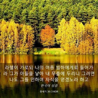 Picture 03 - 창세기 30:3 KOR - 라헬이 가로되 나의 여종 빌하에게로 - Bible Verse Picture