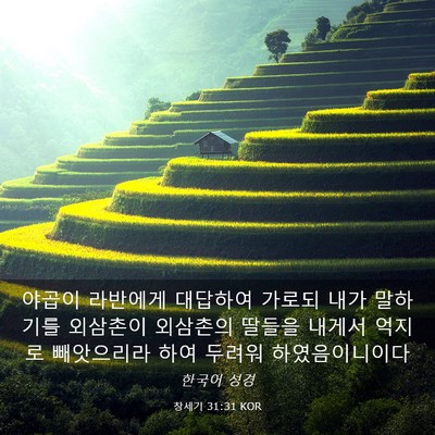 Picture 03 - 창세기 31:31 KOR - 야곱이 라반에게 대답하여 가로되 - Bible Verse Picture