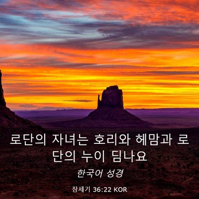 Picture 03 - 창세기 36:22 KOR - 로단의 자녀는 호리와 헤맘과 로단의 - Bible Verse Picture