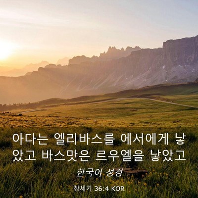 Picture 03 - 창세기 36:4 KOR - 아다는 엘리바스를 에서에게 낳았고 - Bible Verse Picture