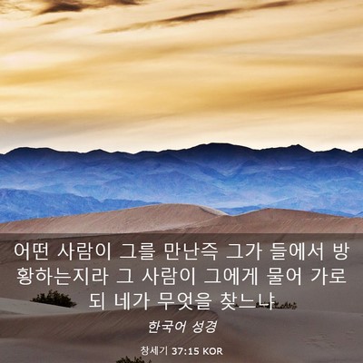 Picture 03 - 창세기 37:15 KOR - 어떤 사람이 그를 만난즉 그가 - Bible Verse Picture