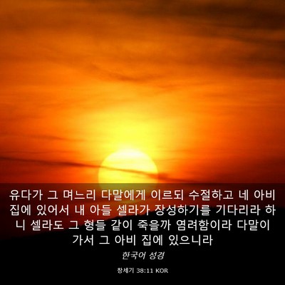 Picture 03 - 창세기 38:11 KOR - 유다가 그 며느리 다말에게 이르되 - Bible Verse Picture