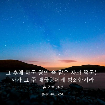 Picture 03 - 창세기 40:1 KOR - 그 후에 애굽 왕의 술 맡은 자와 - Bible Verse Picture
