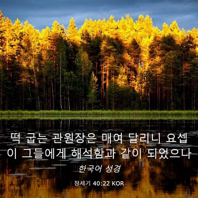 Picture 03 - 창세기 40:22 KOR - 떡 굽는 관원장은 매여 달리니 - Bible Verse Picture