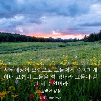 Picture 03 - 창세기 40:4 KOR - 시위대장이 요셉으로 그들에게 - Bible Verse Picture