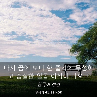 Picture 03 - 창세기 41:22 KOR - 다시 꿈에 보니 한 줄기에 무성하고 - Bible Verse Picture
