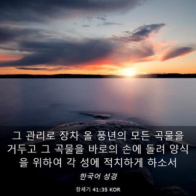 Picture 03 - 창세기 41:35 KOR - 그 관리로 장차 올 풍년의 모든 - Bible Verse Picture