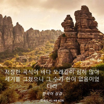 Picture 03 - 창세기 41:49 KOR - 저장한 곡식이 바다 모래같이 심히 - Bible Verse Picture