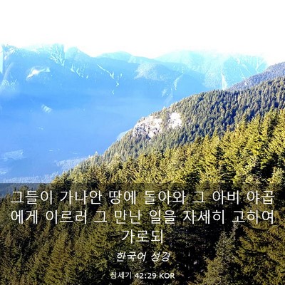 Picture 03 - 창세기 42:29 KOR - 그들이 가나안 땅에 돌아와 그 아비 - Bible Verse Picture