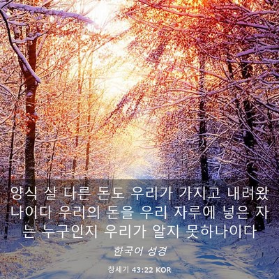 Picture 03 - 창세기 43:22 KOR - 양식 살 다른 돈도 우리가 가지고 - Bible Verse Picture