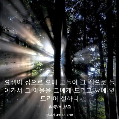 Picture 03 - 창세기 43:26 KOR - 요셉이 집으로 오매 그들이 그 - Bible Verse Picture