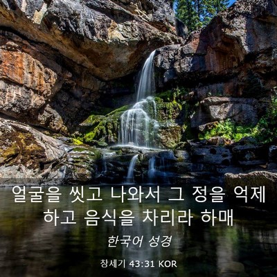Picture 03 - 창세기 43:31 KOR - 얼굴을 씻고 나와서 그 정을 - Bible Verse Picture