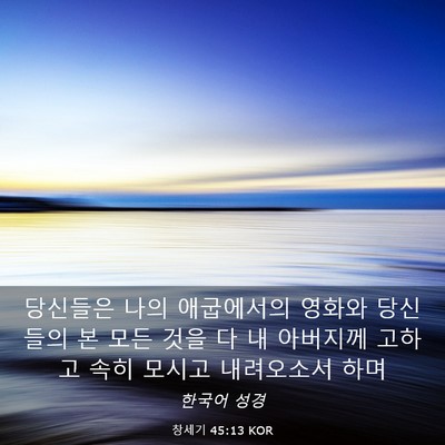 Picture 03 - 창세기 45:13 KOR - 당신들은 나의 애굽에서의 영화와 - Bible Verse Picture